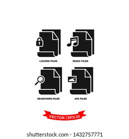 file icon in trendy flat style, searching, locked, jpeg, music