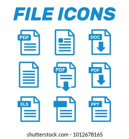 File Icons. Document icon set. File Icons line style illustration
