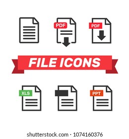 File Icons. Document icon set. File Icons line style illustration