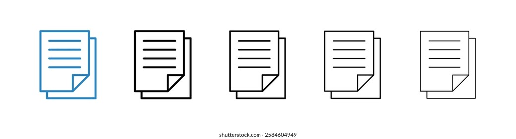 File icons in five different stroke sizes