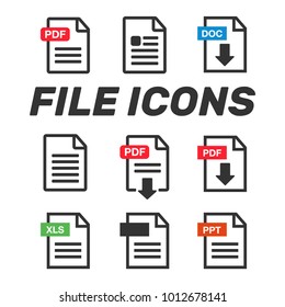 File Icons. File Icons line style illustration. Document icon set