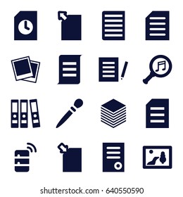 File icons set. set of 16 file filled icons such as nail sawing, document, serach music, paper, photo, server, binder, picture
