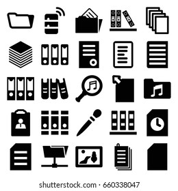 File icons set. set of 25 file filled icons such as nail sawing, document, binder, paper, folder, music folder, serach music, document in folder, server, resume, picture