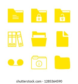 file icons set with file filled paper sheet, record and three document folders vector set