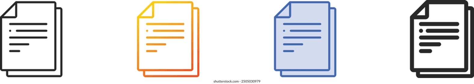 file icon.Thin Linear, Gradient, Blue Stroke and bold Style Design Isolated On White Background