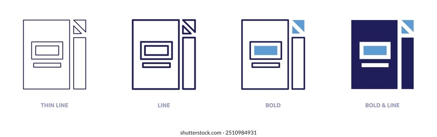 File import icon in 4 different styles. Thin Line, Line, Bold, and Bold Line. Duotone style. Editable stroke.