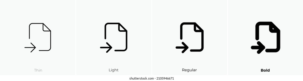 File Import Icon. Thin, Light Regular And Bold Style Design Isolated On White Background