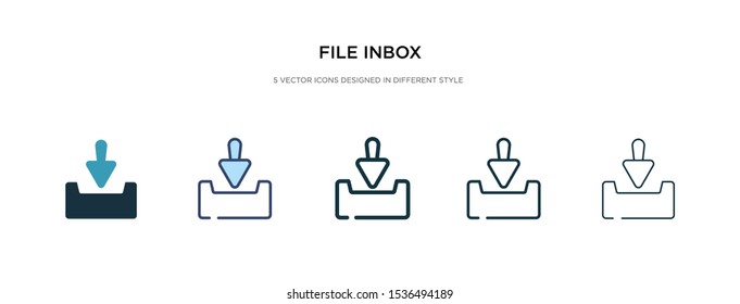 file inbox icon in different style vector illustration. two colored and black file inbox vector icons designed in filled, outline, line and stroke style can be used for web, mobile, ui