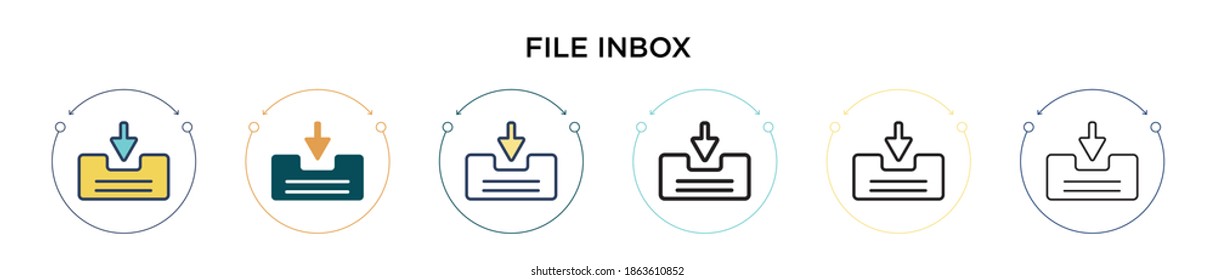 Dateieingabesymbol gefüllt, dünne Linie, Umriss- und Strichstil. Vektorgrafik von zwei farbigen und schwarzen Datei-Inbox-Vektorsymbol-Designs kann für mobile, iPhone, web-basierte