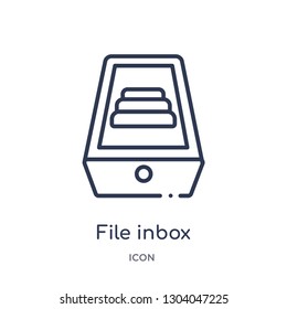 file inbox icon from user interface outline collection. Thin line file inbox icon isolated on white background.