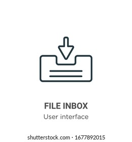 File inbox outline vector icon. Thin line black file inbox icon, flat vector simple element illustration from editable user interface concept isolated stroke on white background