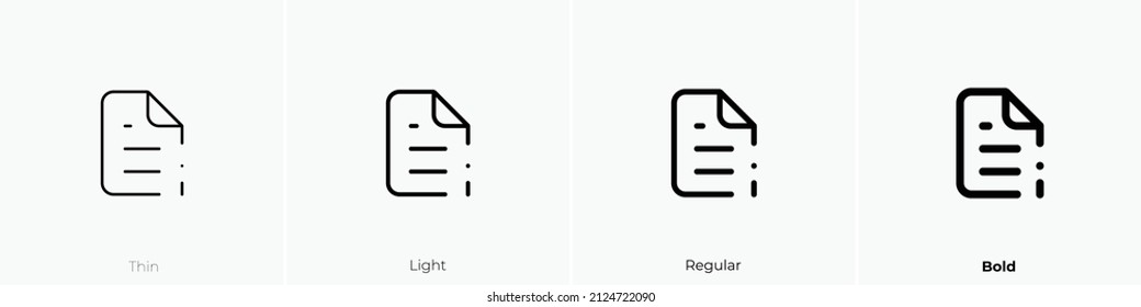 file info alt icon. Thin, Light Regular And Bold style design isolated on white background