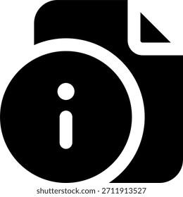 Ícone de vetor de informações de arquivo em estilo moderno, conceito de visão geral de detalhes e informações do documento, ilustração de organização de dados, ícone de glifo