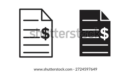 File invoice icon glyph and line set thin line symbol concept.