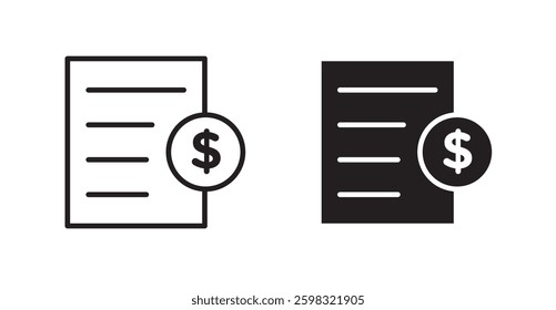 File invoice icon outlined icon vector collection.
