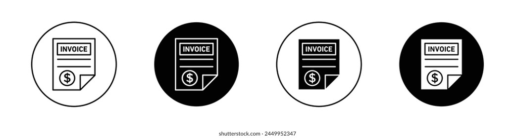 Conjunto de iconos de Factura de archivos. símbolo de Vector de Comprobante de Cuenta de facturas. símbolo de impuesto financiero empresarial. símbolo de Factura de pedidos.