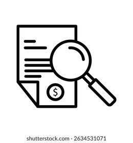 File invoice icon set. billing account receipt vector symbol with magnifying glass style business finance tax sign. order invoice symbol.