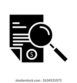 File invoice icon set. billing account receipt vector symbol with magnifying glass style business finance tax sign. order invoice symbol.
