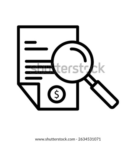 File invoice icon set. billing account receipt vector symbol with magnifying glass style business finance tax sign. order invoice symbol.