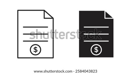 File invoice icon set in thin line. vector illustrations for web