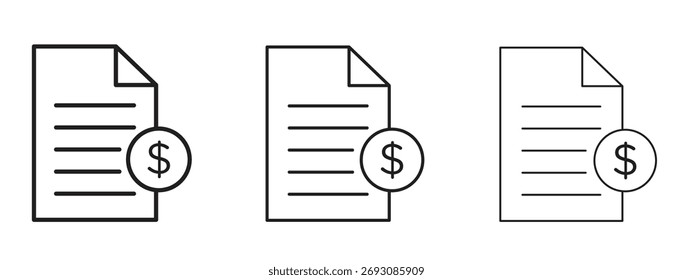 Icono de Factura de archivo. Signo de estilo lineal para el concepto móvil