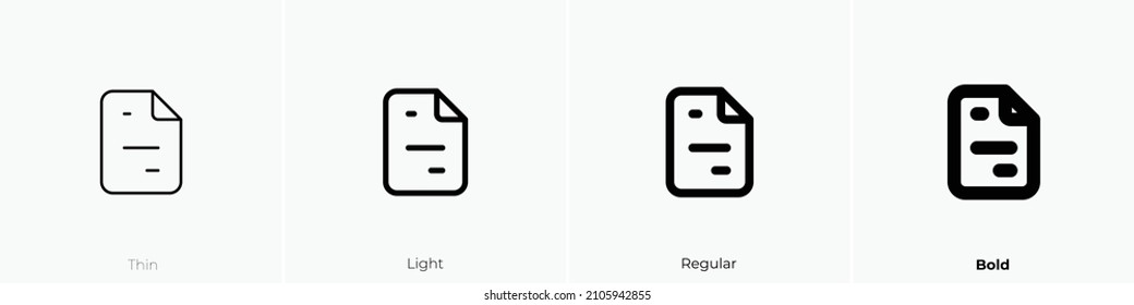 file invoice icon. Thin, Light Regular And Bold style design isolated on white background