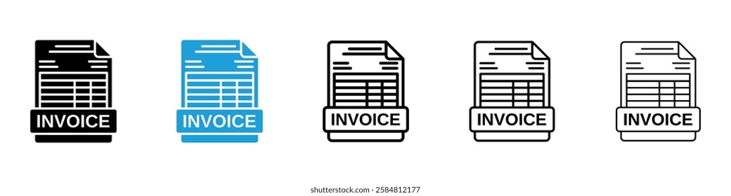 File invoice icons collection vectors in black and blue