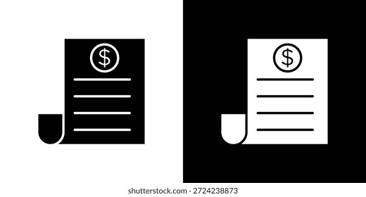 Ícones de fatura de arquivo conceito de vetor plano. Ilustrações em preto e branco