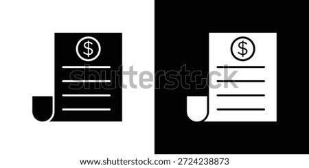File invoice icons flat vector concept. Black and white illustrations