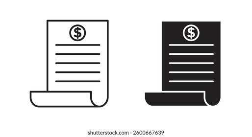 File invoice icons graphics set vectors