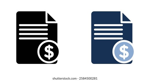 File invoice icons pack in black and colored version