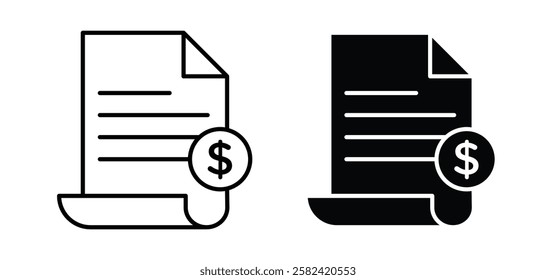 File invoice icons pack vectors in black flat and strokes