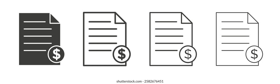 File invoice icons set vectors graphic designs