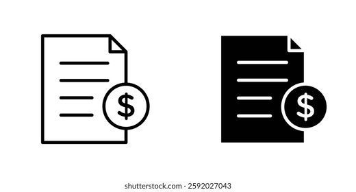 File invoice icons. stroke line and black solid icons
