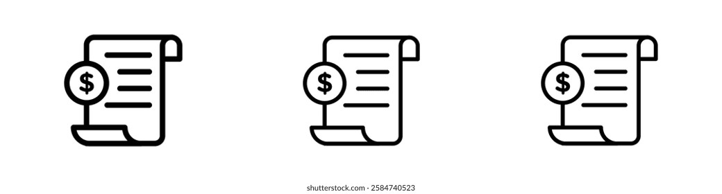 File invoice icons in three different stroke lines