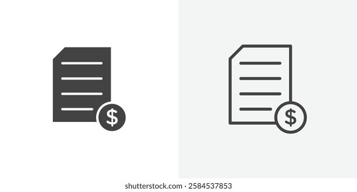 File invoice icons vectors illustrations in black fill and liner versions