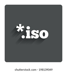 File ISO icon. Download virtual drive file symbol. Gray flat button with shadow. Modern UI website navigation. Vector
