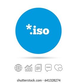 File ISO icon. Download virtual drive file symbol. Copy files, chat speech bubble and chart web icons. Vector