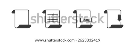 File label sketch. File formats in flat design. Hand drawn vector white and black outline line.