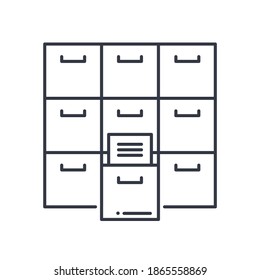 File labrary icon, linear isolated illustration, thin line vector, web design sign, outline concept symbol with editable stroke on white background.