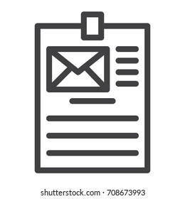 File line icon, outline vector sign, linear style pictogram isolated on white. Symbol, logo illustration. Editable stroke.