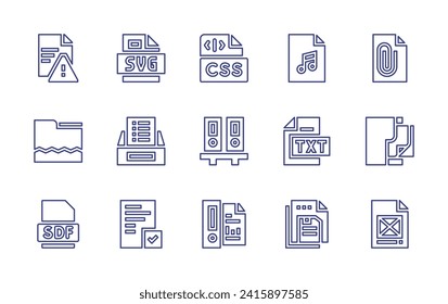 File line icon set. Editable stroke. Vector illustration. Containing corrupted, corrupt, file, sdf, audio, text, files, save, css.