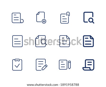 File line icons set. Document outline vector icon. Editable stroke. Pixel perfect.