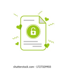 File, linear style sign with unlock padlock inside it for mobile concept and web design. Symbol, logo illustration