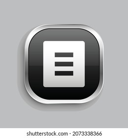 file list fill icon design. Glossy Button style rounded rectangle isolated on gray background. Vector illustration