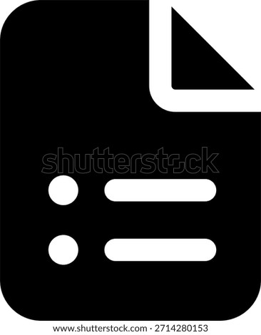 File list vector icon in modern style, directory overview and organized document structure illustration. Glyph Icon