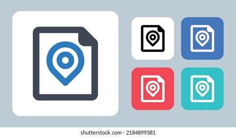 File Location icon - vector illustration . File, Document, Location, Map, Marker, Navigation, Pin, Address, paper, sheet, line, outline, flat, icons .
