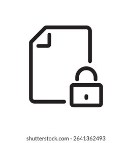 File lock, confidential document flat outline icon vector illustration. Isolated on white background. Editable stroke, pixel perfect 48 x 48