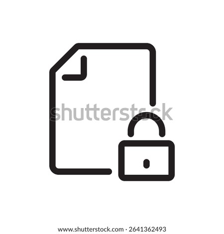 File lock, confidential document flat outline icon vector illustration. Isolated on white background. Editable stroke, pixel perfect 48 x 48