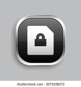 diseño de icono de relleno de bloqueo de archivos. Estilo botón brillante rectángulo redondeado aislado en fondo gris. Ilustración del vector